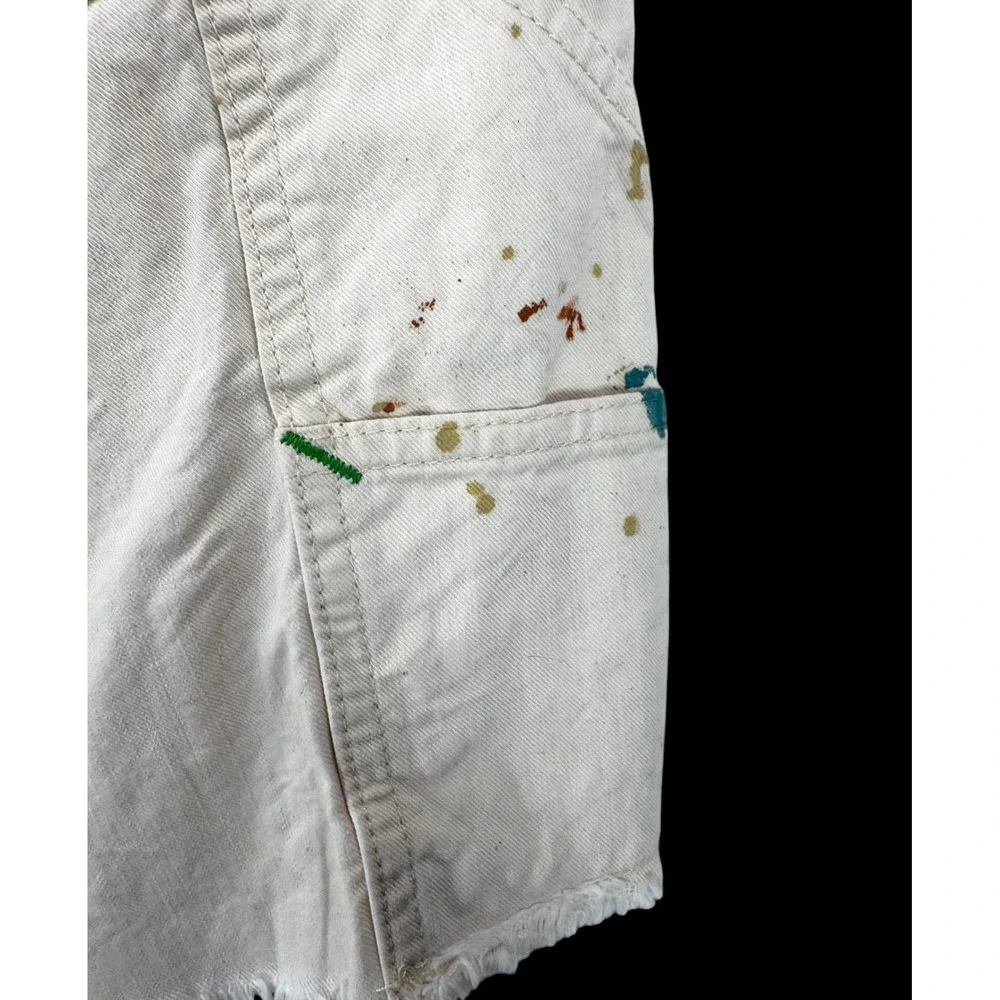 Polo Ralph Lauren Dungaree Shorts sz 36 Off White Paint Splatter Raw Hem